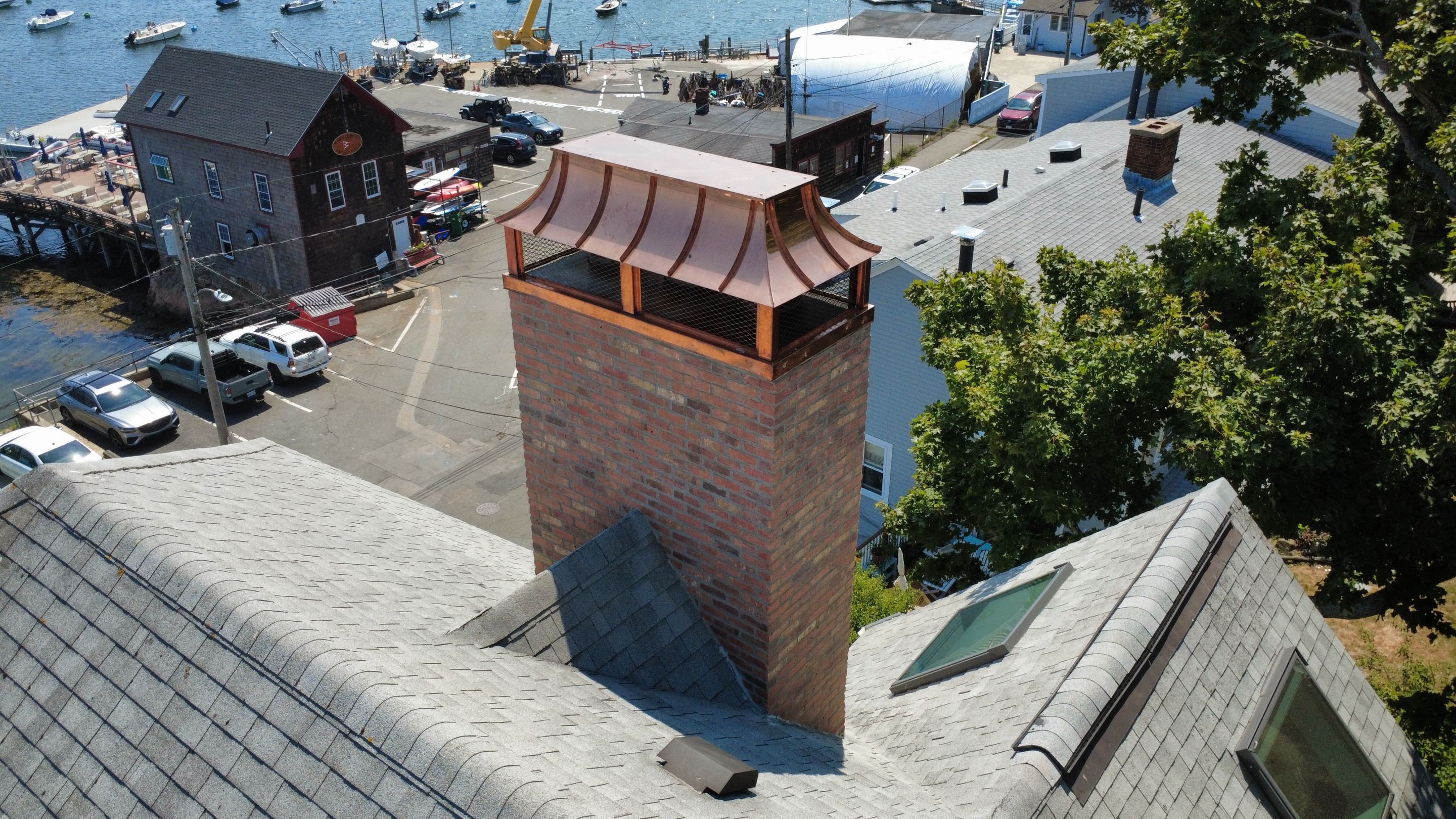 After Chimney in Marblehead, MA - Custom Copper Chimney Cap & Chimney Exterior Restoration